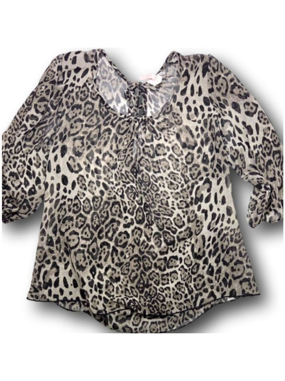 Women's Gray & Black Leopard Print Blouse M